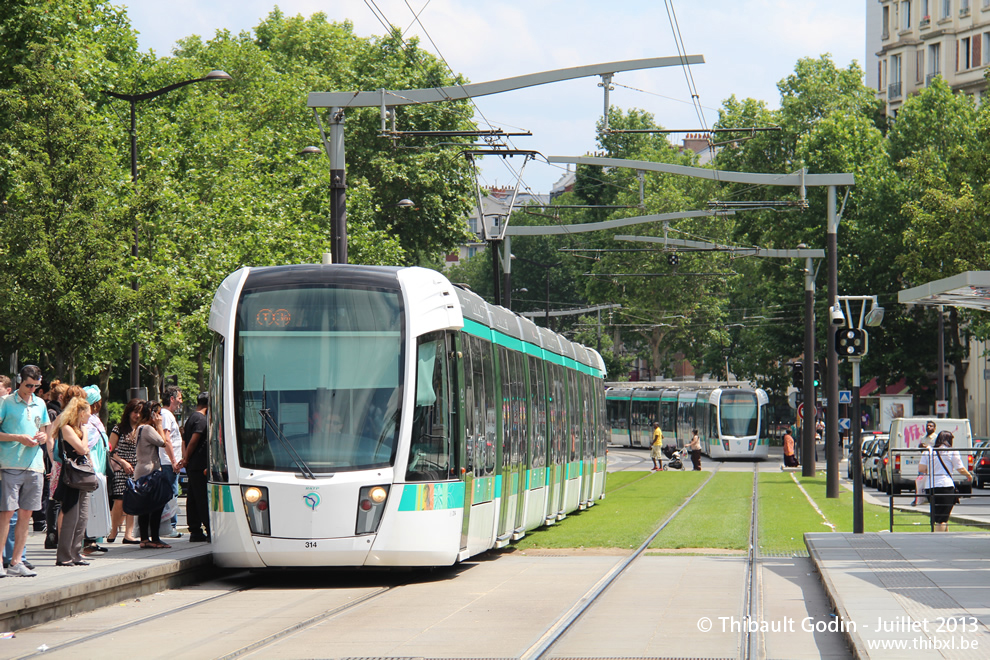 Tram 314 sur la ligne T3a (RATP) à Porte d'Italie (Paris)