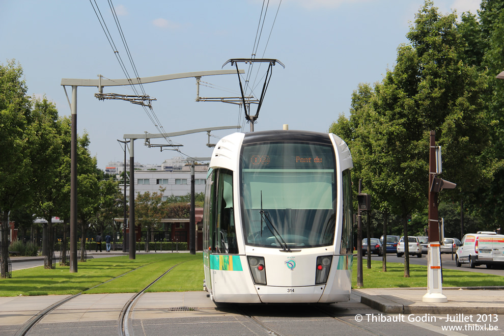 Tram 314 sur la ligne T3a (RATP) à Porte d'Italie (Paris)