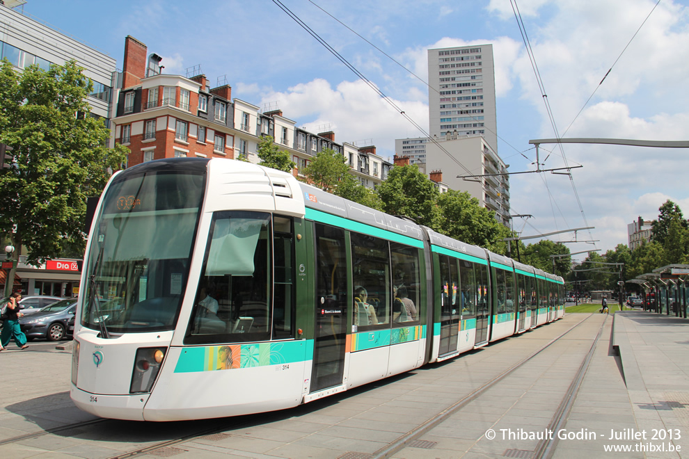 Tram 314 sur la ligne T3a (RATP) à Porte d'Italie (Paris)