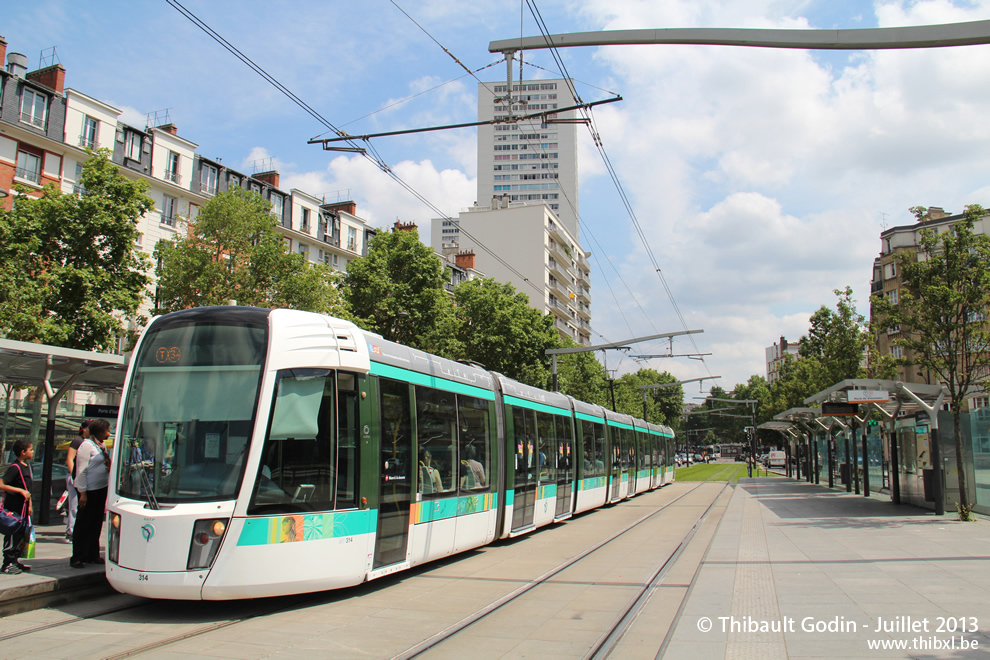 Tram 314 sur la ligne T3a (RATP) à Porte d'Italie (Paris)