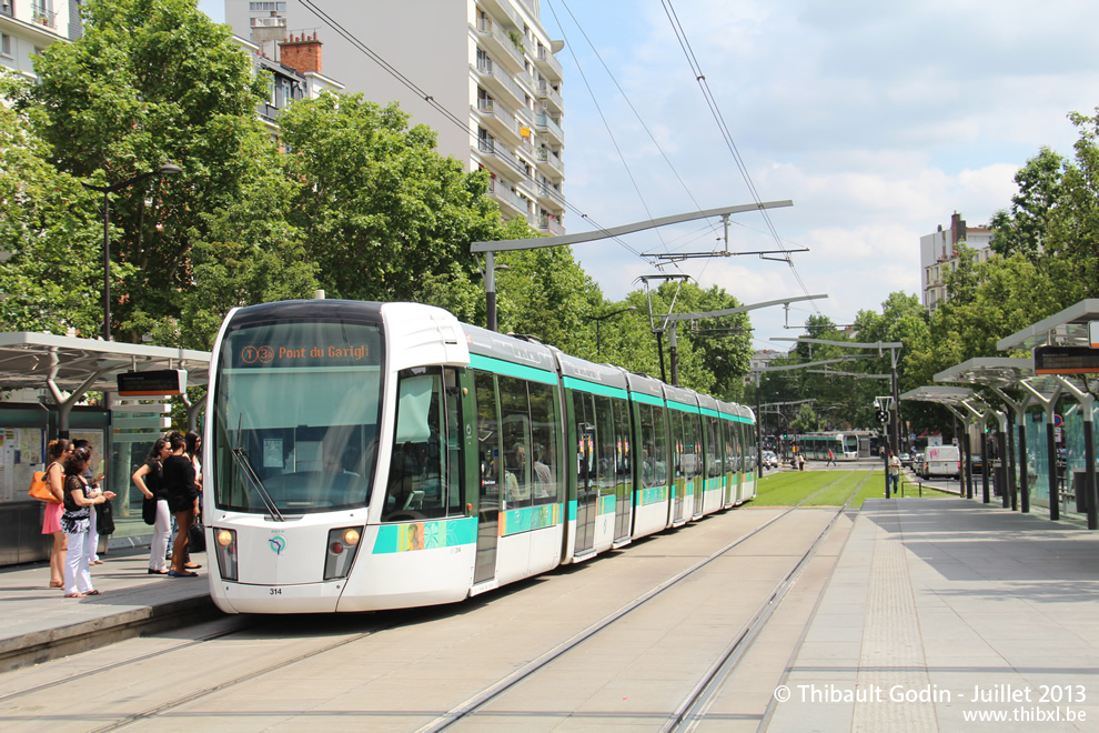 Tram 314 sur la ligne T3a (RATP) à Porte d'Italie (Paris)