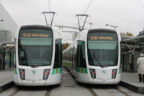 Trams 304 et 318 sur la ligne T3a (RATP) à Pont du Garigliano (Paris)