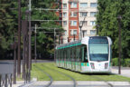 Tram 345 sur la ligne T3b (RATP) à Butte du Chapeau Rouge (Paris)