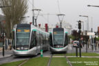 Trams 805 et 802 sur la ligne T8 (RATP) à Villetaneuse